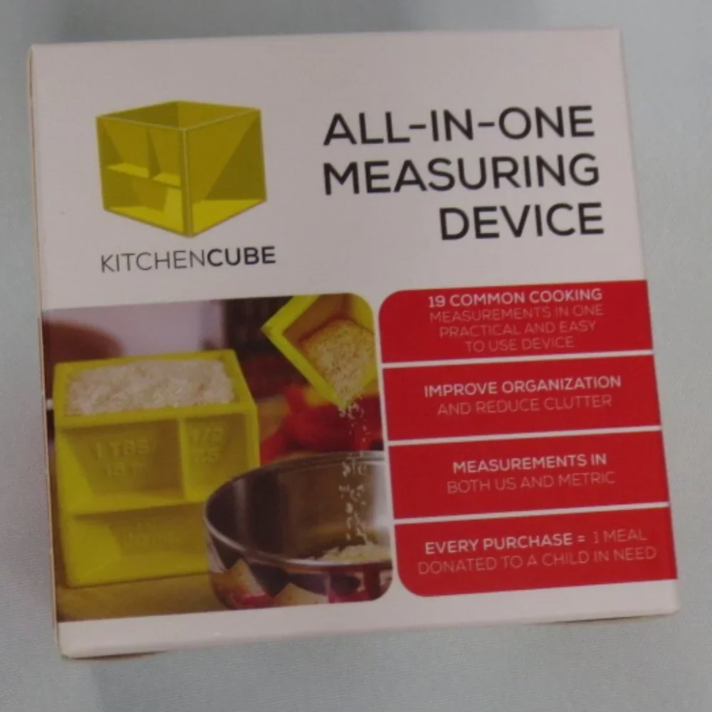 4/$14 THE KITCHEN CUBE-NEW-NEVER USED-YELLOW-All-in-One Measuring Cup
